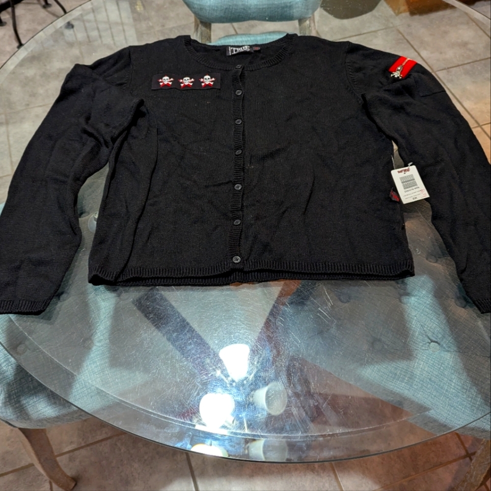 New With Tags 2000s Tripp NYC Vintage Cardigan Skulls Zipper 2x